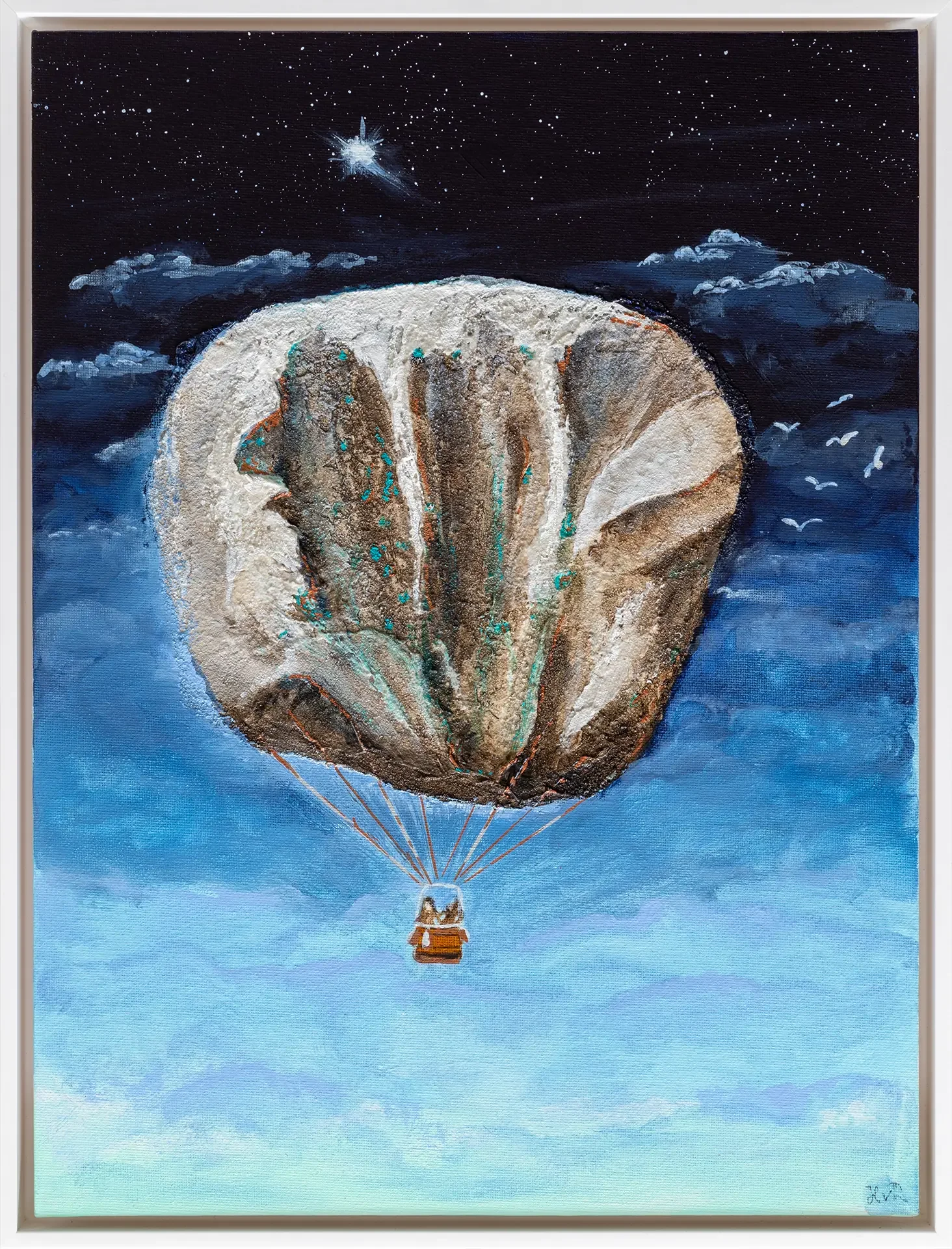 Malerei Misch-Technik Flying Stone