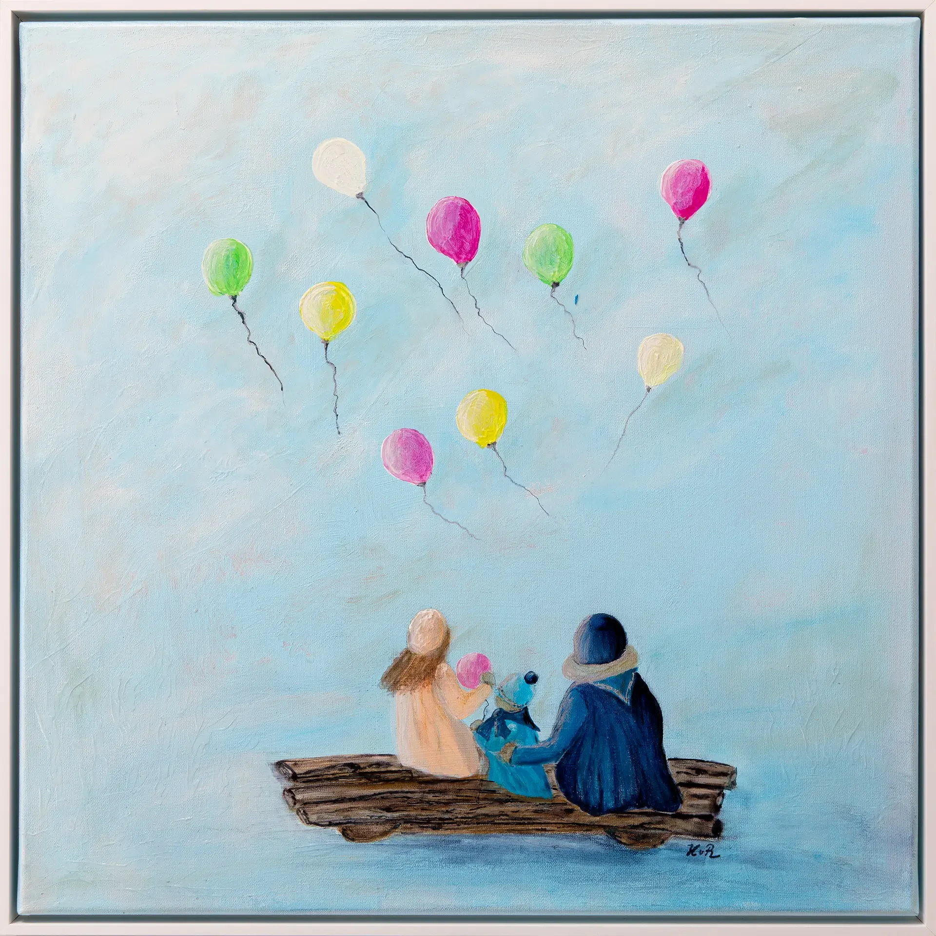 Malerei Misch-Technik Flying Ballons