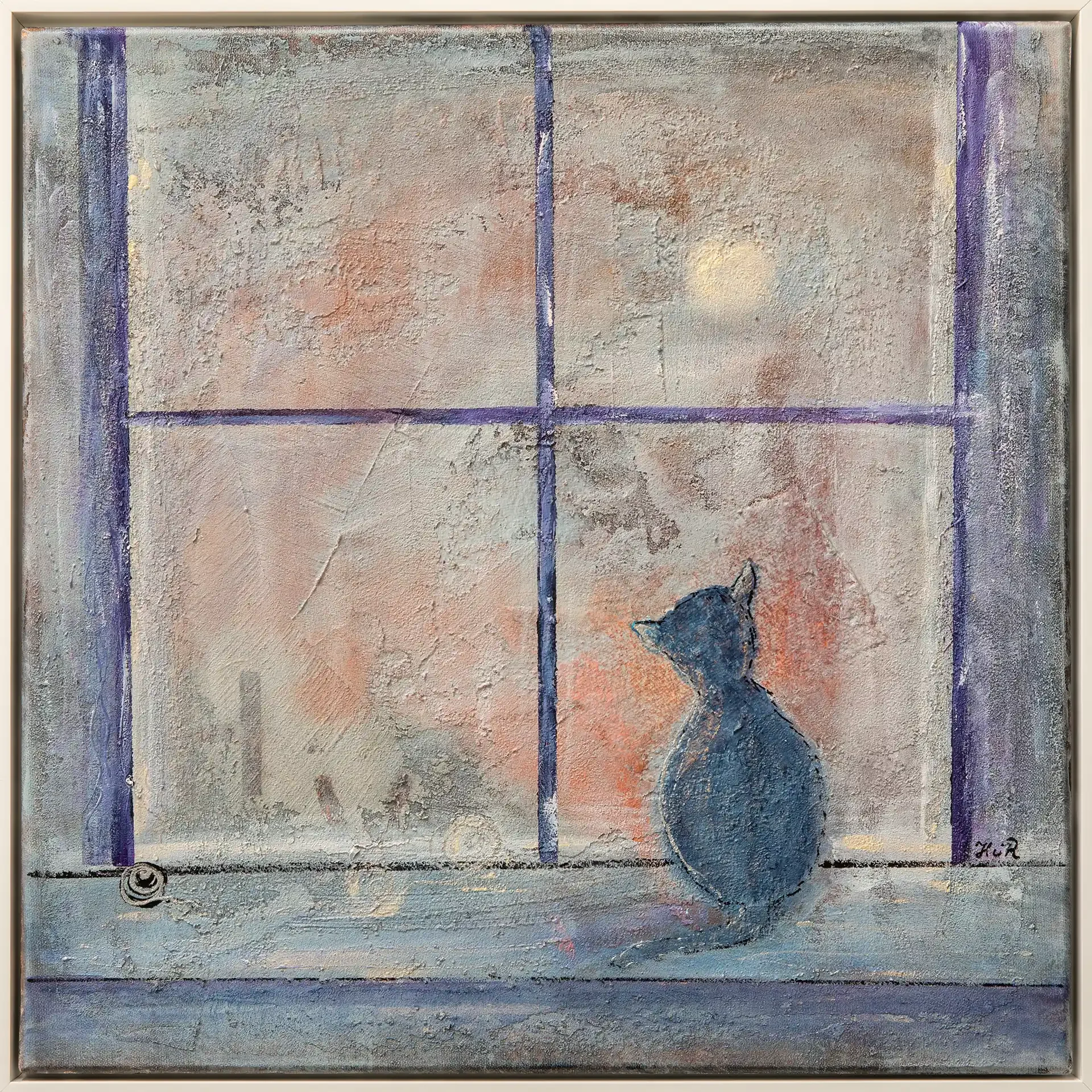 Malerei Misch-Technik Window Cat